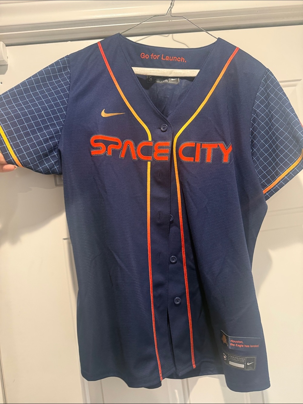 Nike Navy Space City Baseball Jersey with Orange & Yellow Trim